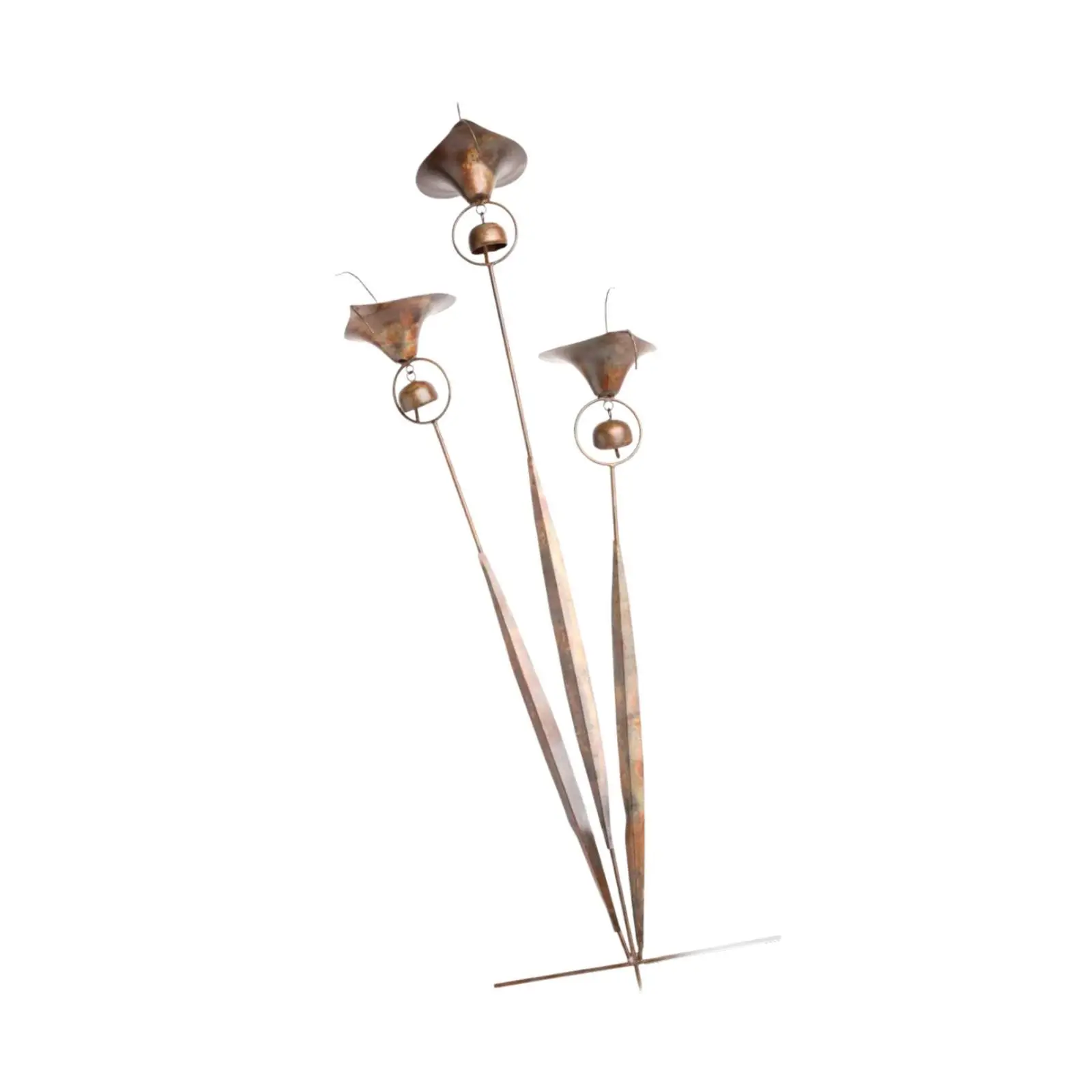 Garden Stake with Bells Outdoor Lilies Flower Statue Home Furnishing