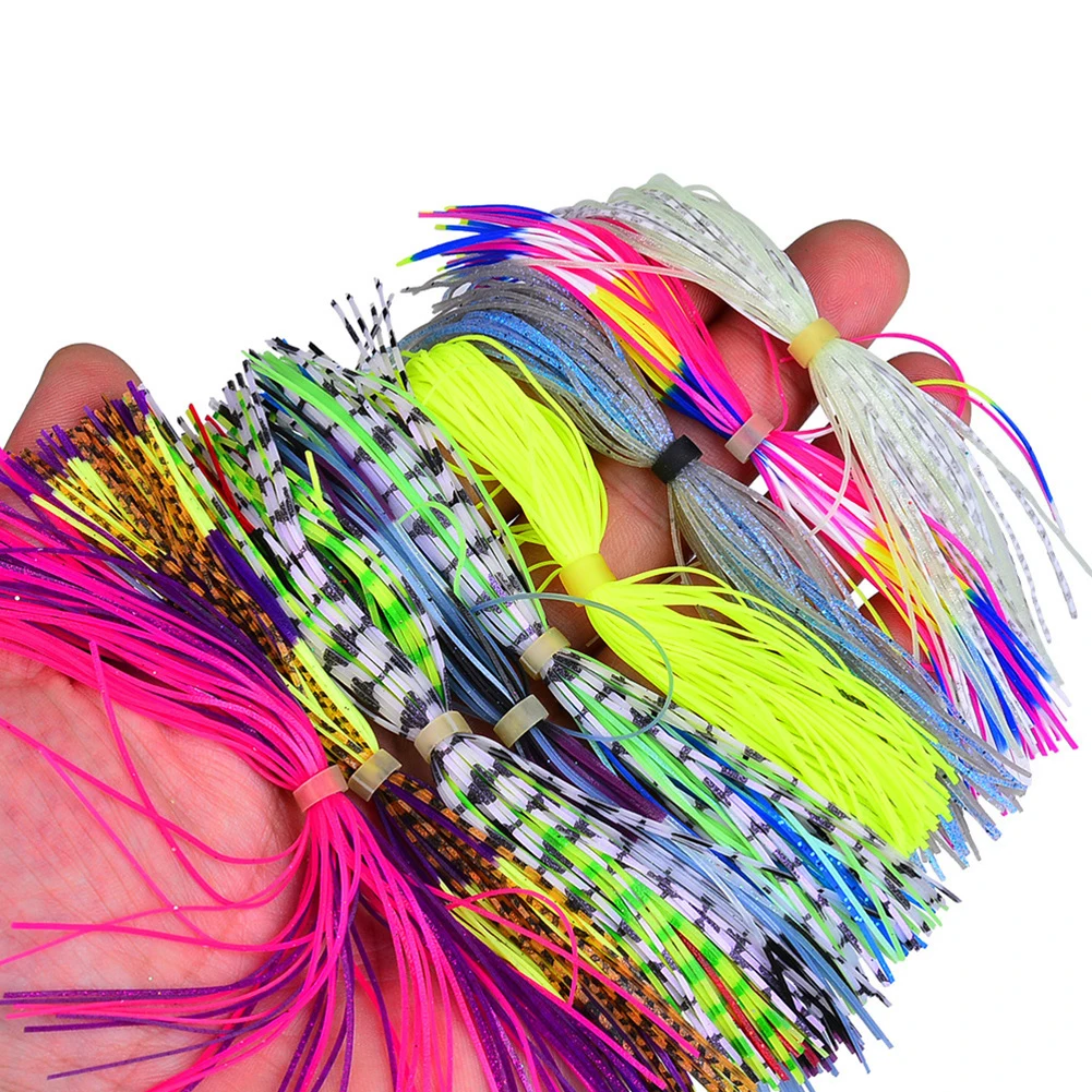 30pcs/set Fishing Silicone Skirt 30 Bundles 50 Strands Assorted Colors Fishing Silicone Skirt With Rubber Ring Baits Accessories