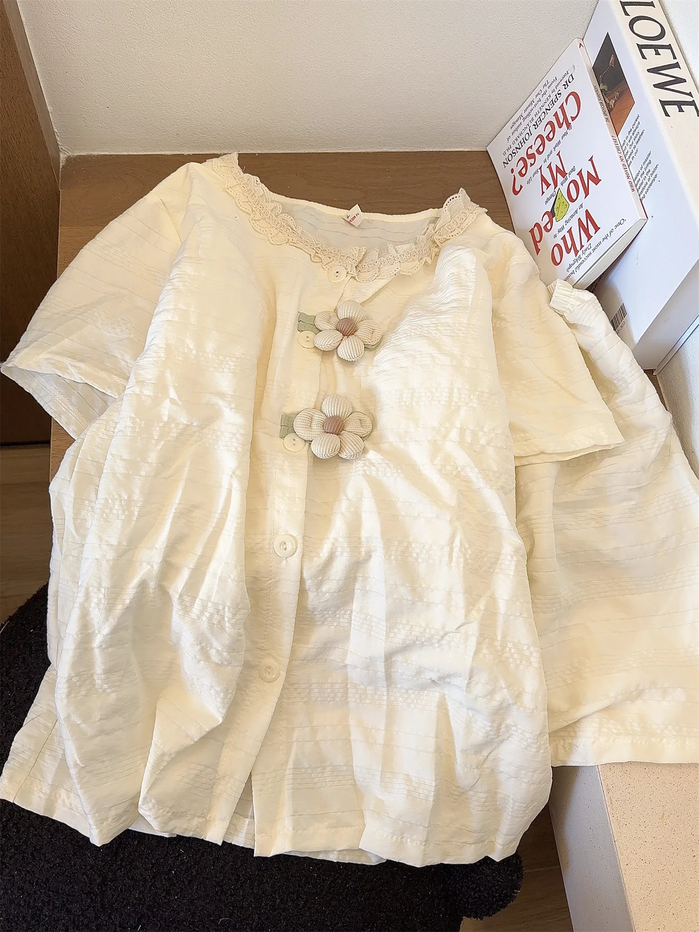 Japanese Ins Sweet Girl Short Sleeves with Chest Pad Pajamas Women's Summer New Students Simple Can Wear Loungewear