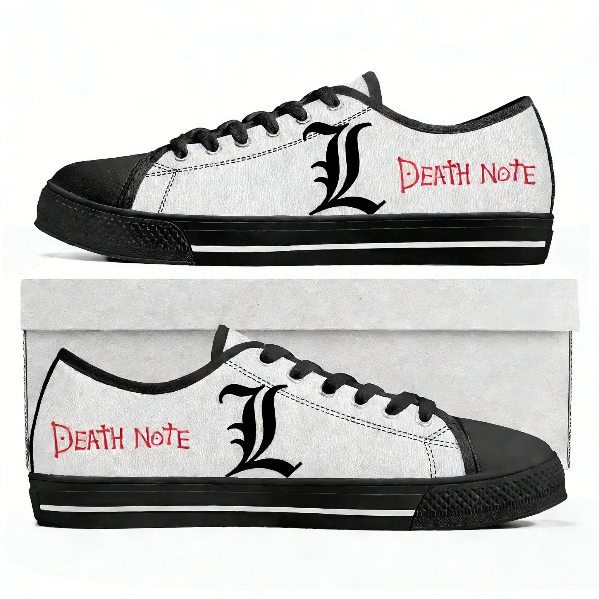 Anime Death Note Yagami Lawliet L Low Top Sneakers Mens Womens Teenager High Quality Canvas Sneaker Couple Shoes Custom Shoe