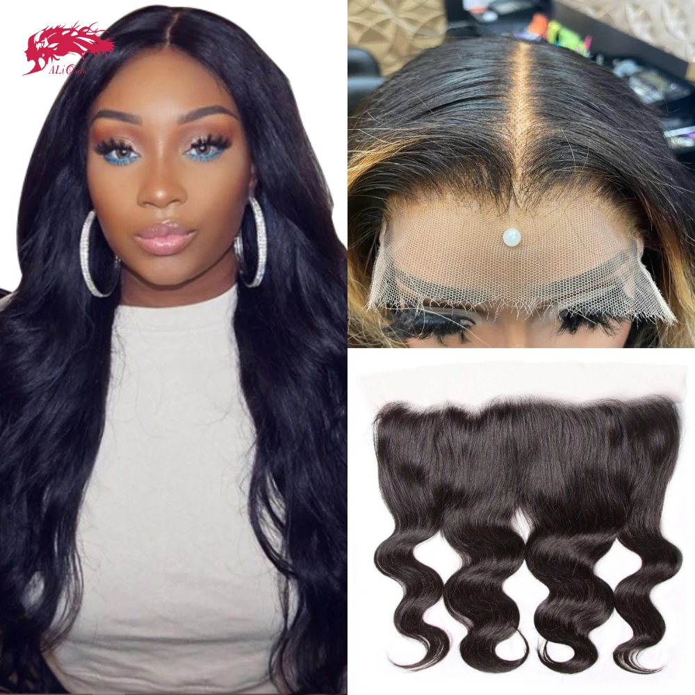 

Ali Queen Hair 13x6 13x4 Lace Frontal Invisible Skin Brazilian 2x6 6x6 7x7 Body Wave HD Lace Closure Raw unprocessed human hair