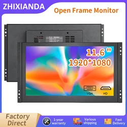 New Design 11.6 Inch 1920*1080 IPS Open Frame Monitor LCD Industrial Resistive/Capacitive Touch Screen Display With HDMI VGA