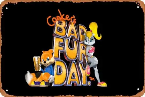 Letreros Metálicos Decorativos del Juego Conker's Bad Fur Day para Cafés, Bares, Pubs y Tiendas - Aluminio