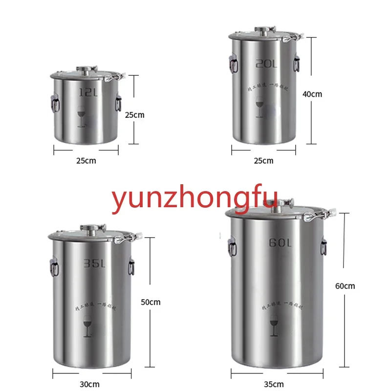 

Home Distiller Moonshine Still Stainless Steel Boiler White Spirits Pure Water Alcohol Oil Wine Brewing Kit12L/20L/35L/60L DIY