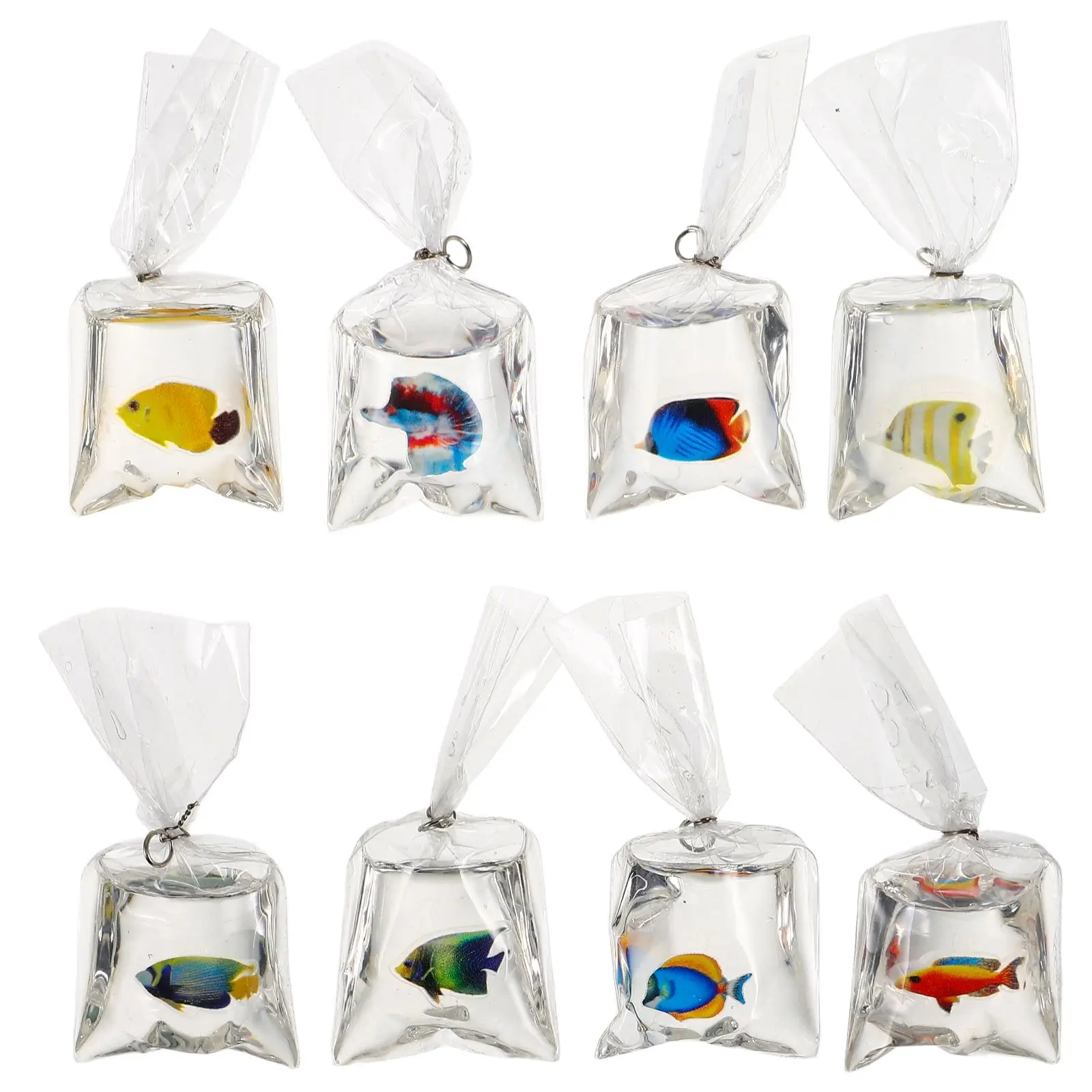 

8 Pcs Transparent Resin Fish Jewelry Bag Keychain Goldfish Keychains Little Charm