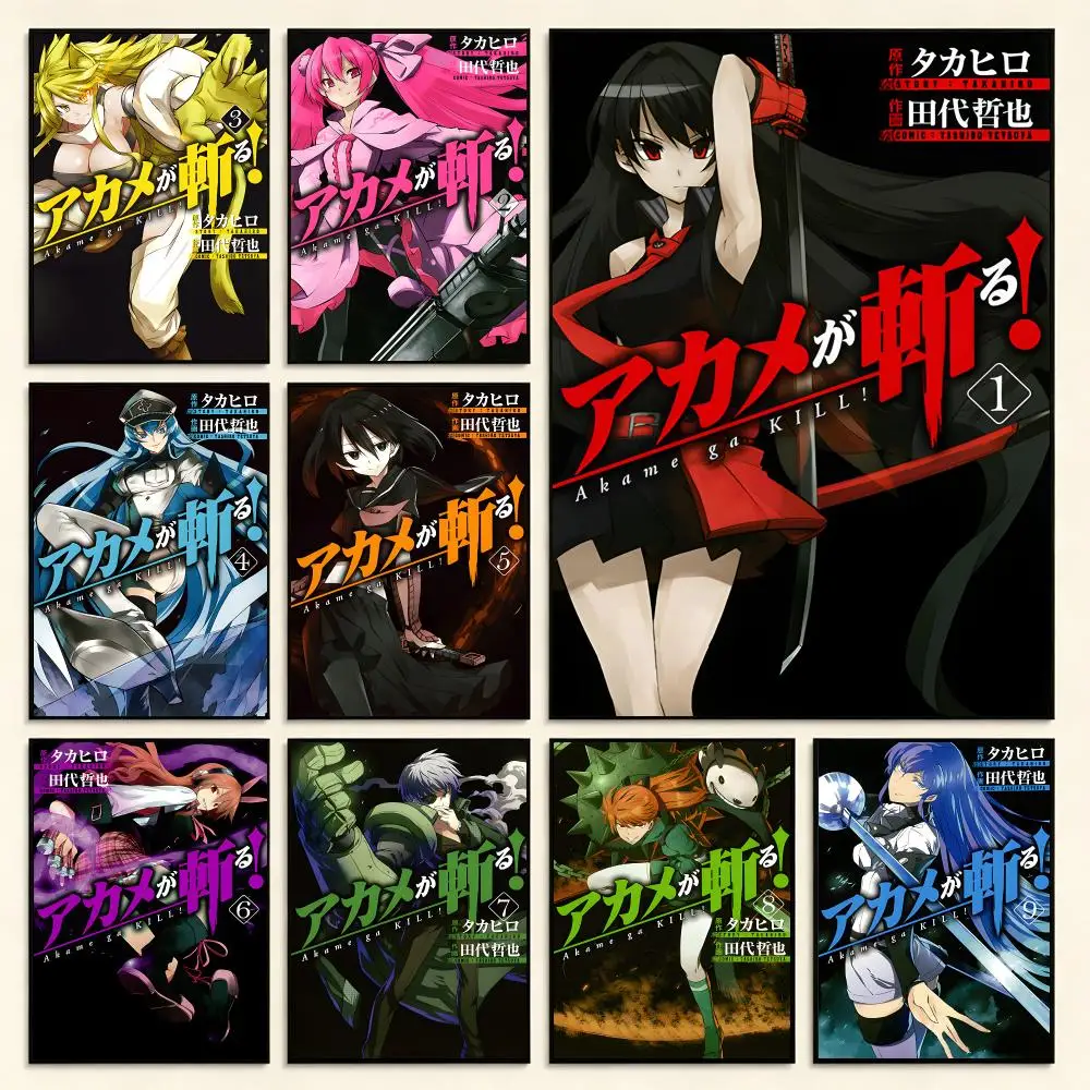 Anime Action A-Akame Ga Kill! Poster Digital Solvent Print Waterproof PP Fade-Resistant Wall Art Room Decor Gift