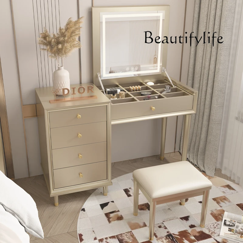 

Vanity Headdresses with Mirror Dresser Makeup Dressing Table with Glass Plate Bedroom Chest of Drawers in The Bedroom Chests