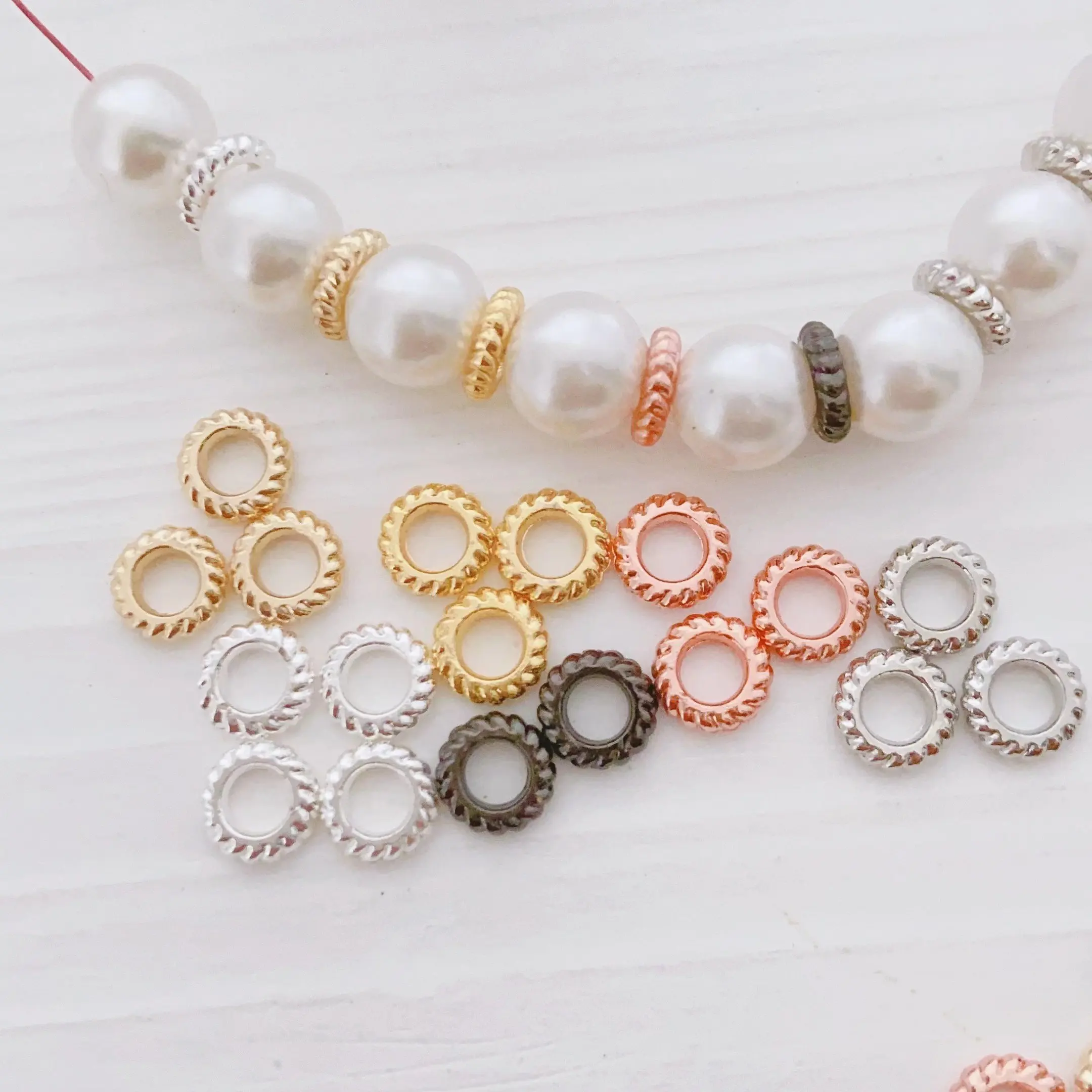 

20pcs Copper Gold Plated Twist Wreath Spacer Beads Accessories Diy Pearl Bracelet Necklace Jewelry Making Materials Wholesale