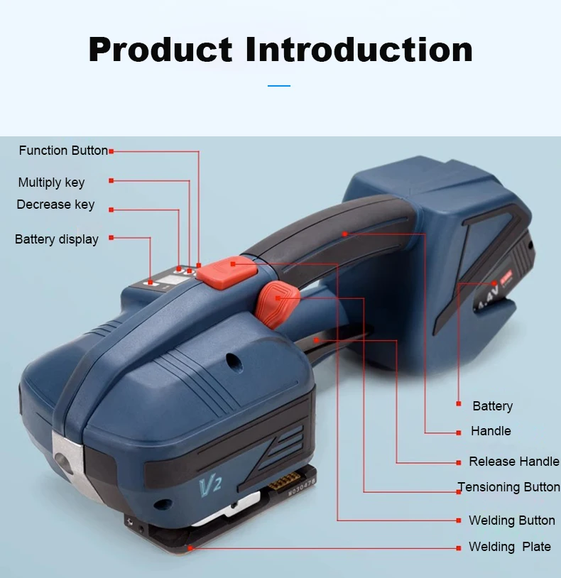 made in china  Upgrade V2 Battery Automatic  Strapping machine for 13-16mm Pp Pet plastic Straps