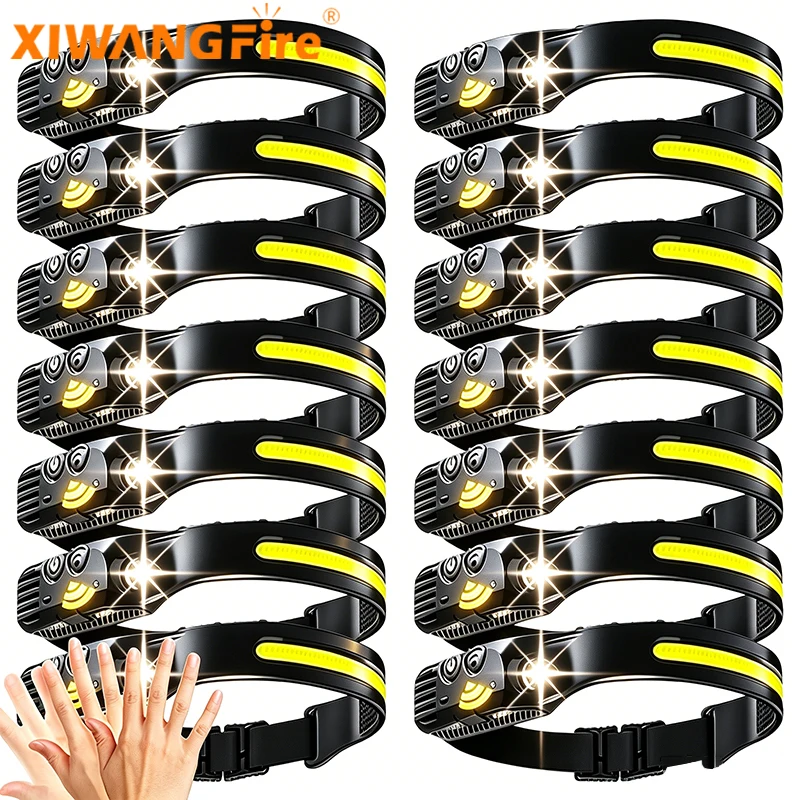 Super Bright Waterproof Headlamp w/COB+LED,6 Lighting Modes,USB Rechargeable Outdoor Head Light for Camping Fishing Hiking Work