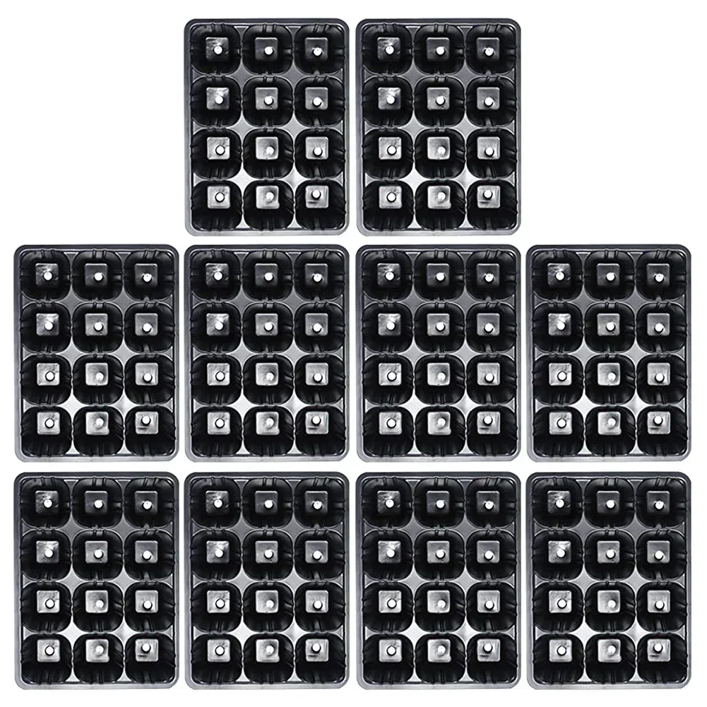 10pcs 12 Cells Seedss Growing Cases Germination Plant Nursery Tray Seedss Insertion Box Gardens Flower Pot Accessories