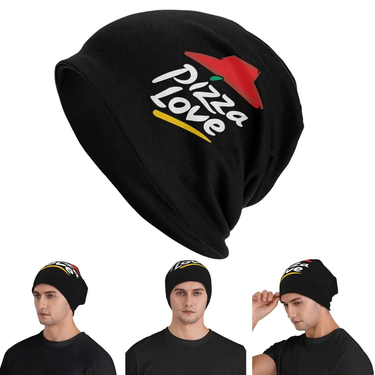 

Pizza Love Pizza Hut Забавная пародия Skullies Шапки Шапки Теплая осенне-зимняя уличная шапка Вязаные шапки для мужчин Женщин Взрослых
