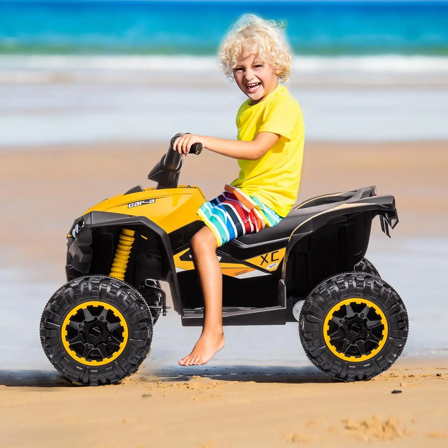 VTT pour enfants 12V, véhicule électrique à 4 roues pour tout-petits, voiture jouet alimentée par batterie pour garçons et filles avec lumières LED, musique