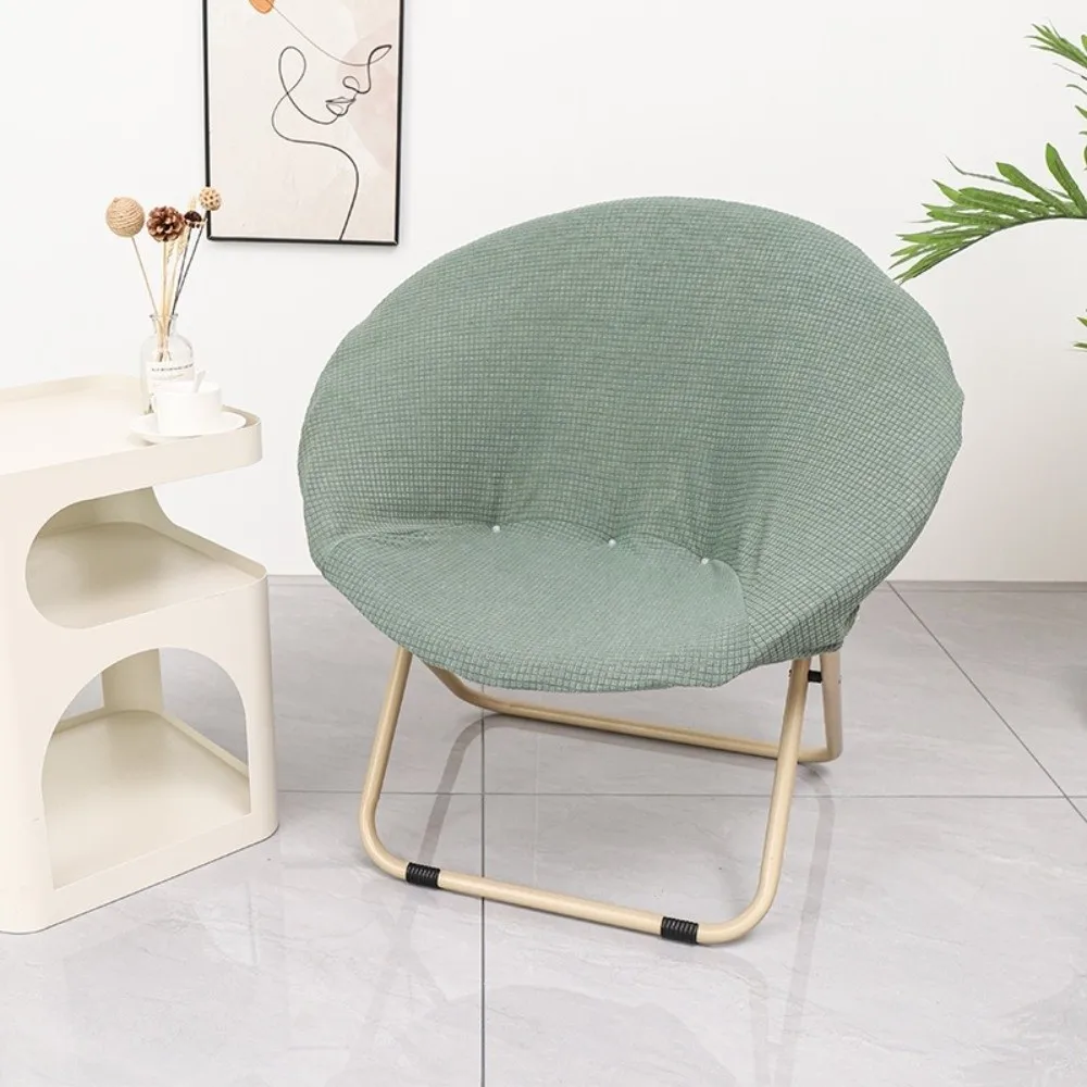 Simple Solid Color Saucer Chair Cover Round Jacquard Moon Saucer Chair Protector Knitted Camping Seat Cover Fit Outdoor Chair