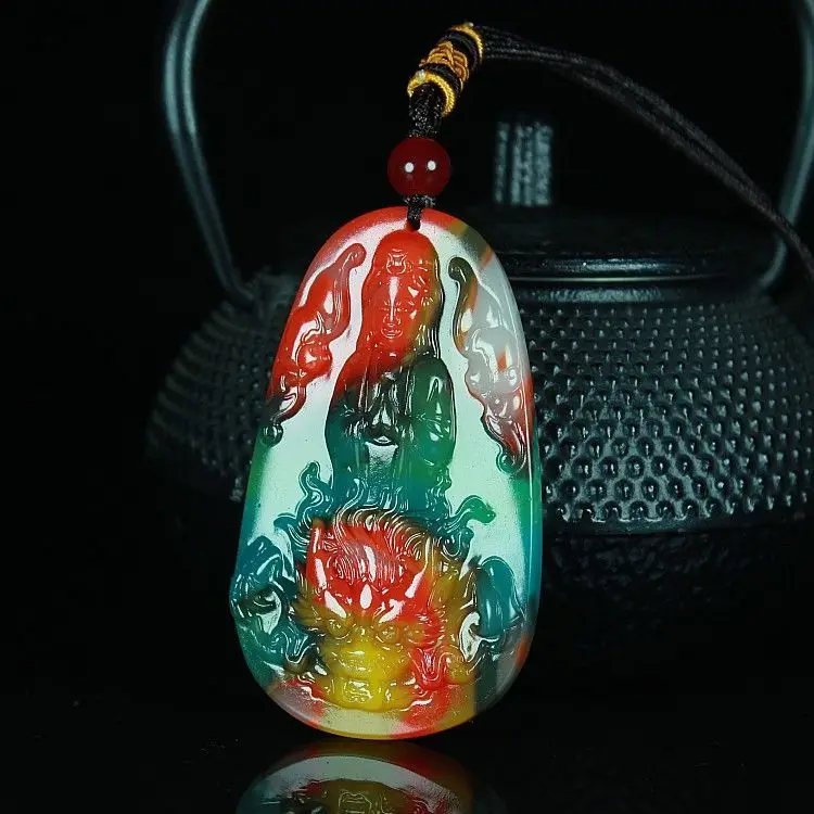 New Color Three-dimensional Dragon Descending Guanyin Men's Necklace Outer Cover Pendant