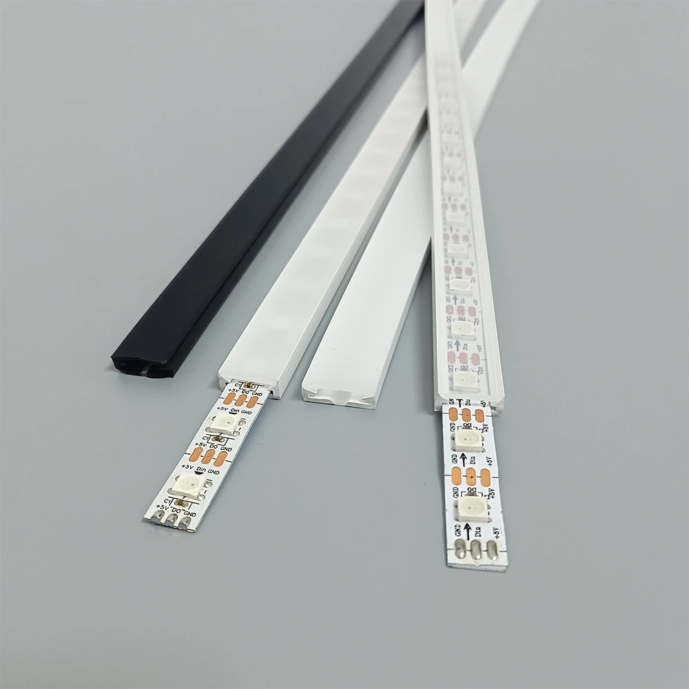 

T0511 T0513 T0515 LED Silicone Tube Flexible Protection Cover Transparent Matte Black Milky For WS2811 WS2812 8m 10mm 12mm Strip