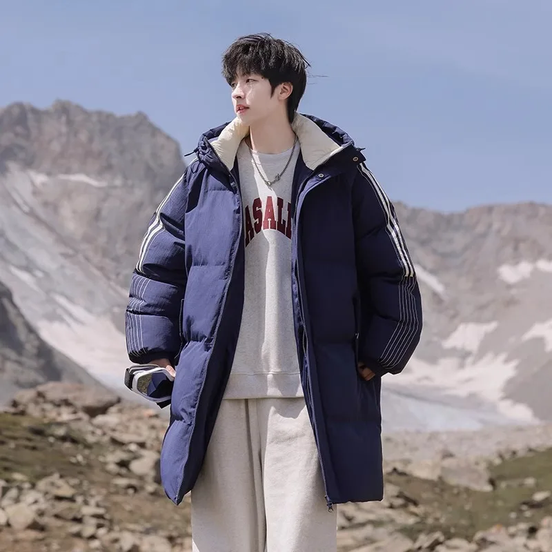 Outcoat Mid-length Down Cotton-padded Jacket for Men New Winter Hooded Cotton-padded Jacket Thickened Warm Outdoor Workwear