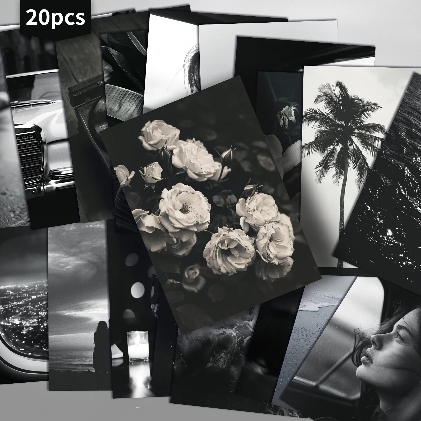 20PCS Retro Dark Aesthetic Elegant and Simple Postcard Set, Classic Style Illustrations, Collectible Decorative Painting Cards