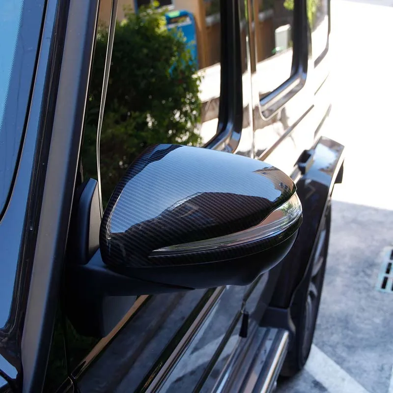 For Mercedes Benz G Class W464 2019-2024 ABS Carbon Fiber/Black Side Door Rearview Mirror Cap Cover Trim Sticker Car Accessories