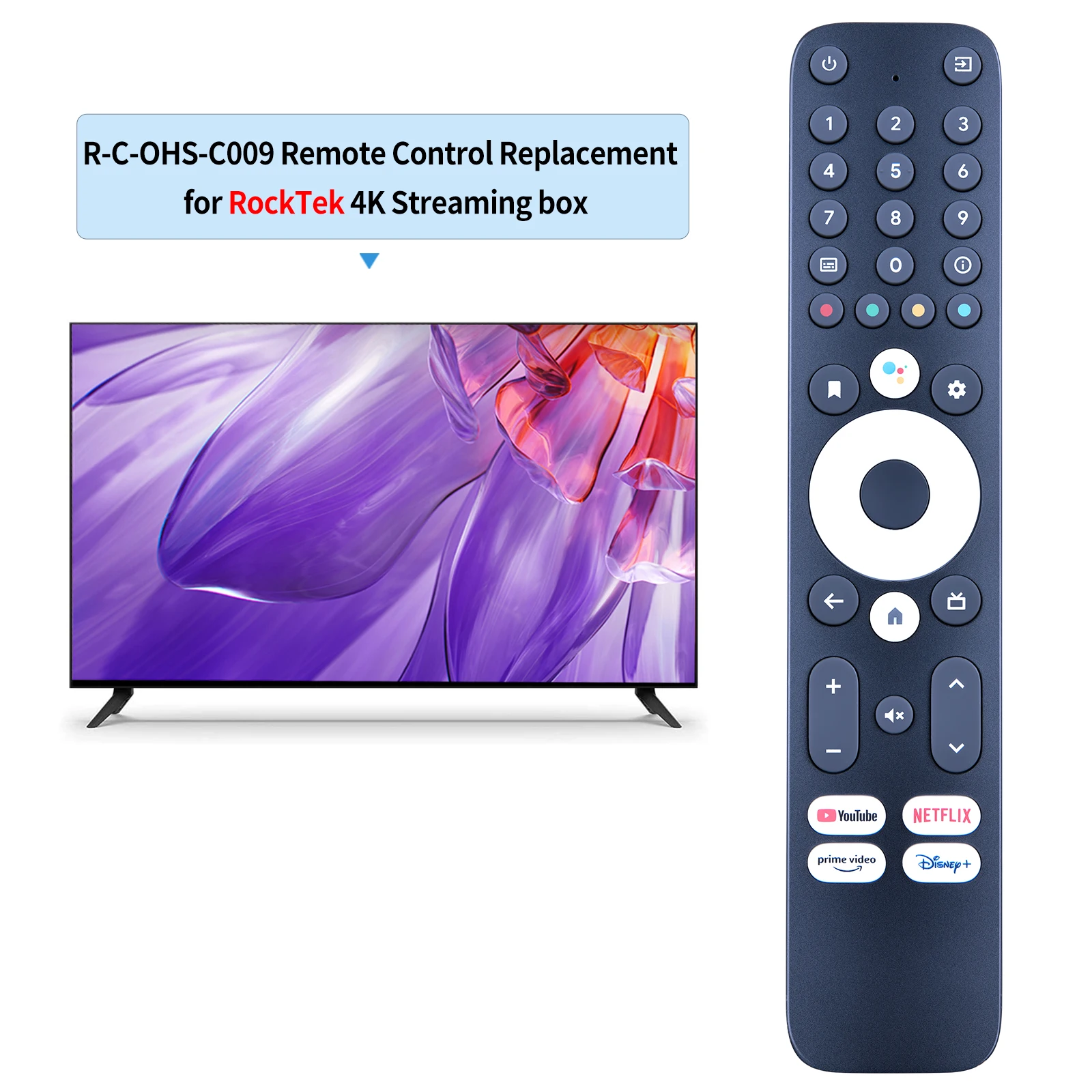 Remote control R-C-OHS-C009 for RockTek 4K Streaming TV box