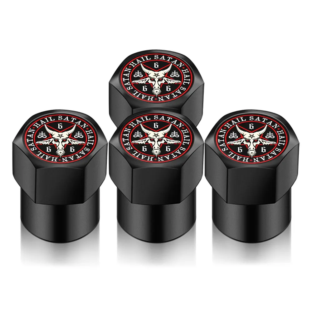 4 шт. универсальные автомобильные колпачки для клапанов «сделай сам», аксессуары, наклейка, авто колесо, клапан для шин, шток воздуха, крышка для Hail Satan, форма автомобиля, Стайлинг