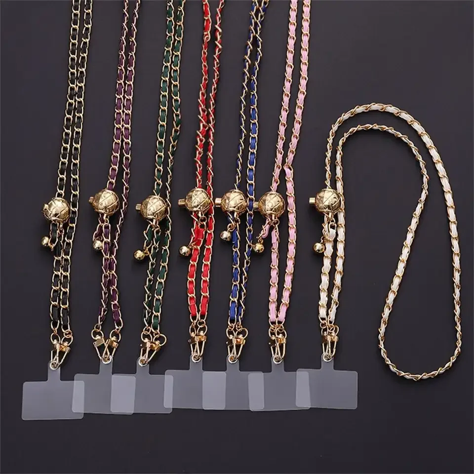 

Anti-lost Crossbody Phone Chain PU Leather Adjustable Phone Case Hanging Phone Charm Long Phone Neck Straps Phone Accessories