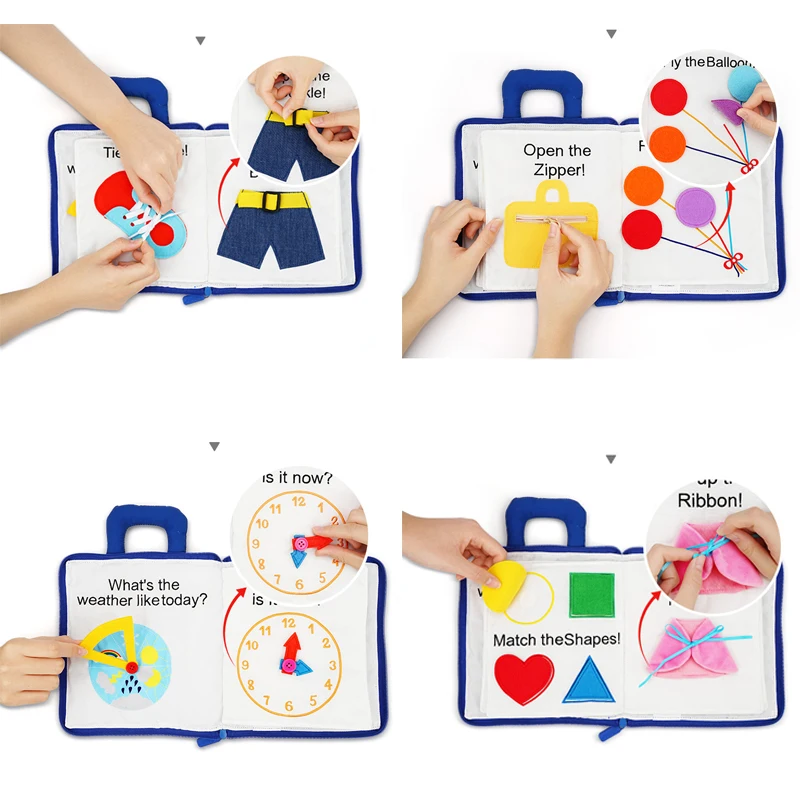 Montessori Toys Nontoxic Baby 0-3Year Soft Activity Cloth Books Early Education Toys Infants Toddler Learning Sensory Story Book