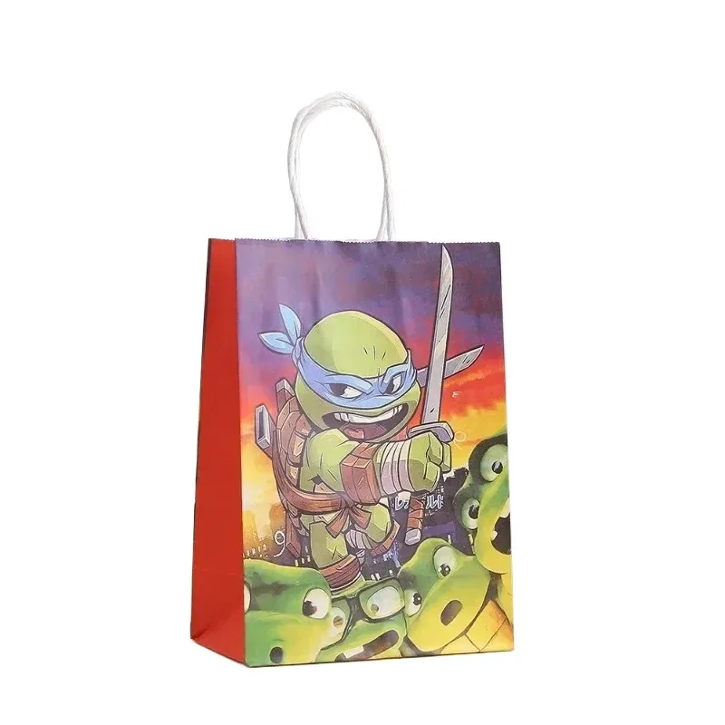 10pcs Ninja Turtles TMNT Kraft Paper Gift Bags with Handles Multifunction Hopping Carry Craft Party Christmas Festival Gift Bag