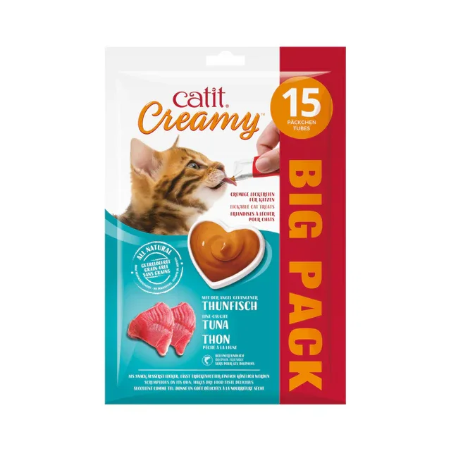 Catit Creamy Snacks Para Gatos de Atun - 15 Tubos x 10 g