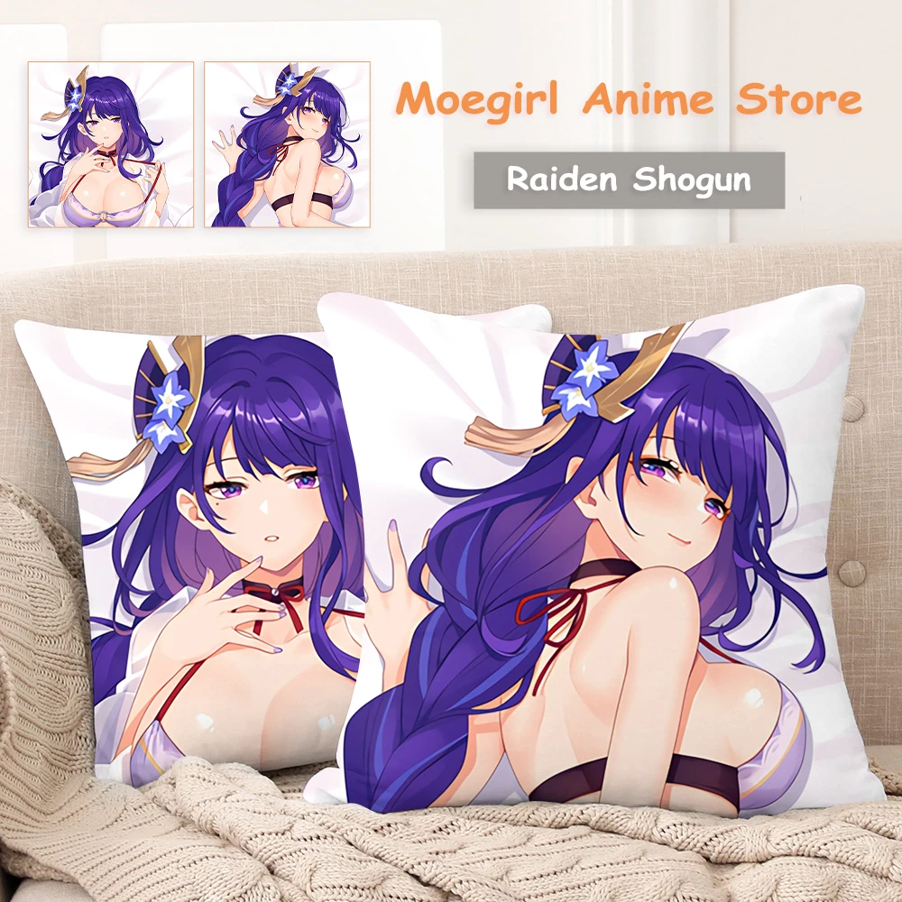 

Decorative Cushions for Sofa Raiden Shogun Pillowcase Anime Pillow Cover 45X45 Body Bed Cushion Covers Throw Pillows Fall Decor