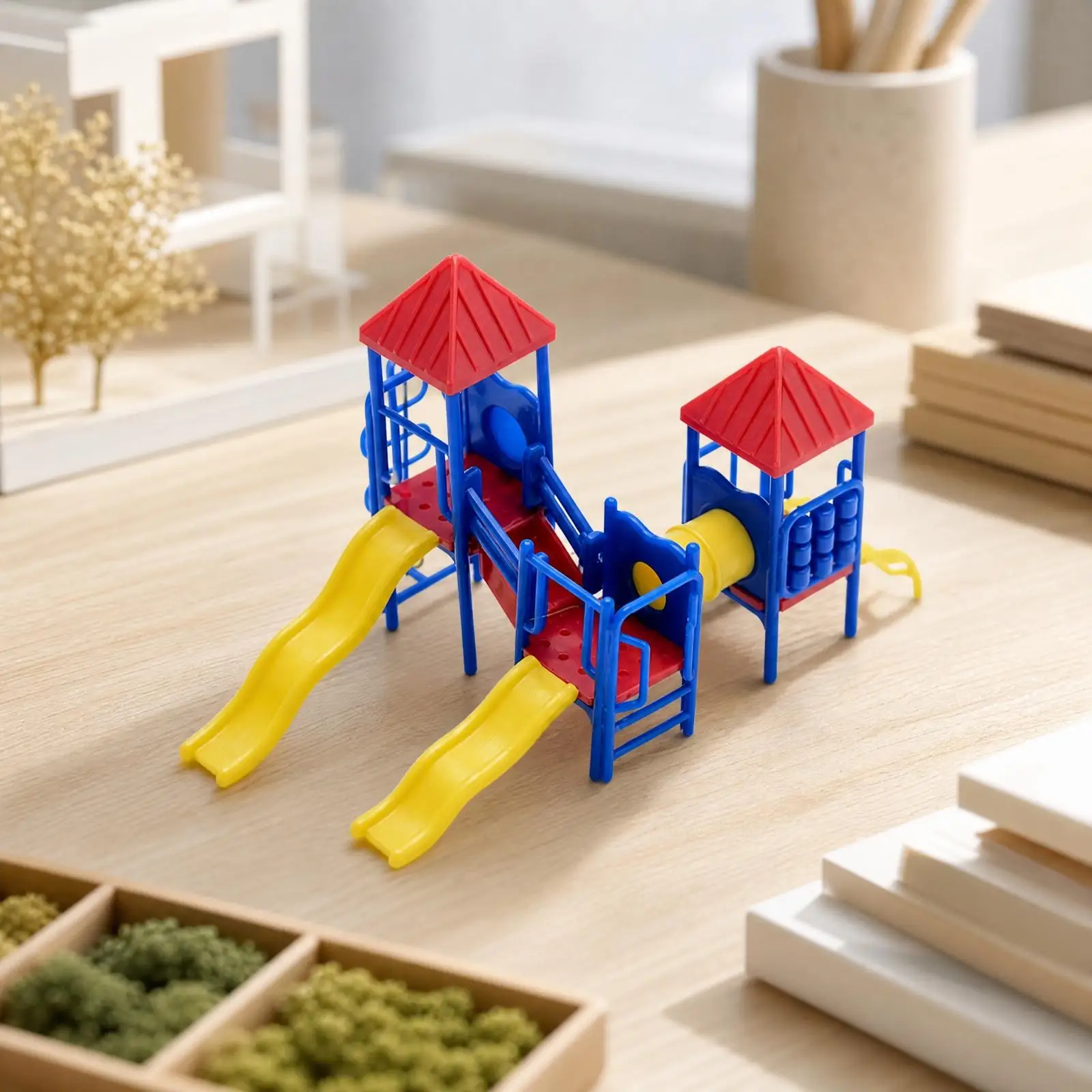 ABS Plastic Kids Slide Model for Miniature House Accessories 1 12 Scale DIY Playground Structure for Sandbox Diorama Display