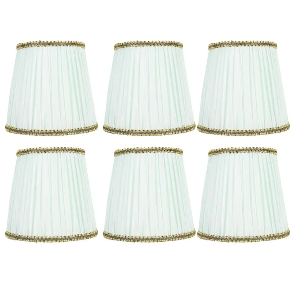 

6Pcs Light Green Fabric Lampshade Chandelier Wall Lamp Cover for e14 Bulb Shade