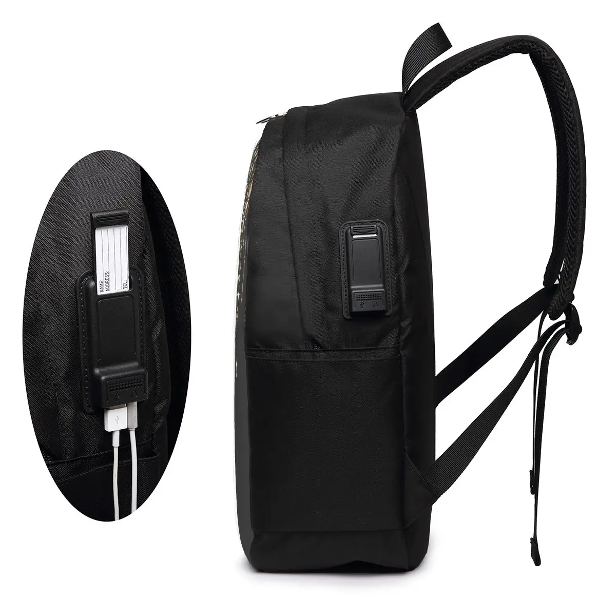 Black And Gold Glitter Pattern Backpack Travel Notebook Bag Computer College StudentSchool Bag Laptop ShoulderBags for Men Women view 5