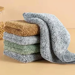 Practical Bamboo Charcoal Rag Remove Oil Housework Cleaning Thickened Dishcloth Microfiber Absorbent Scouring Pad Kitchen Towel