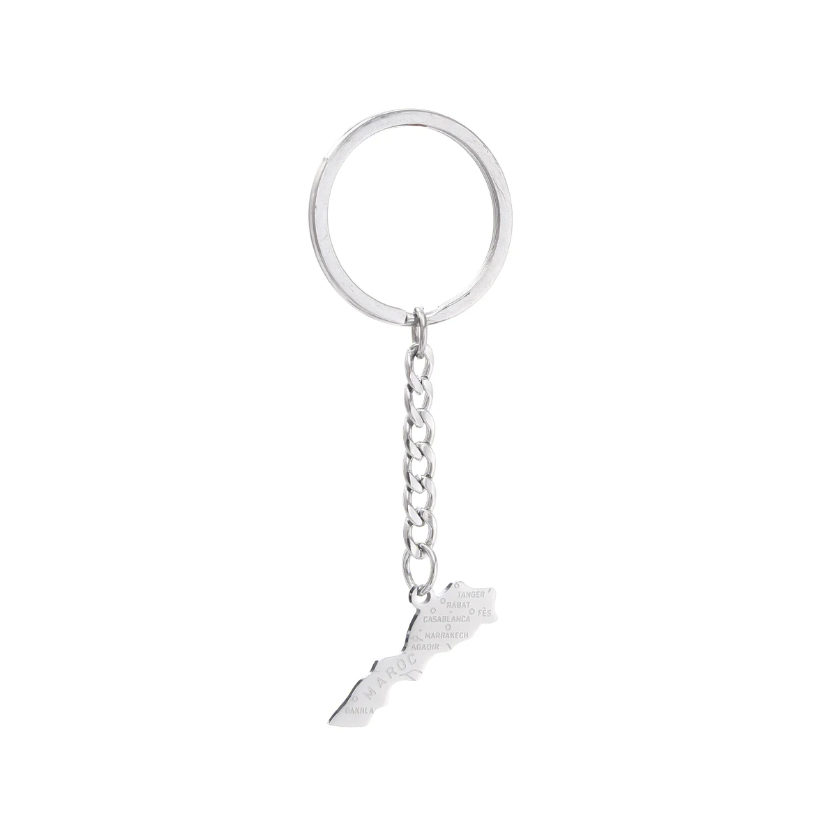 Stainless Steel Maroc Map Cities Name Keychain Gold Color Jewelry for Women Men Morocco