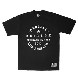 BARBELL Men Oversize Summer T-shirt Gym Fitness Loose Comfortable Sports Tees Hip Hop 100% Cotton Top Bodybuilding Workout Shirt