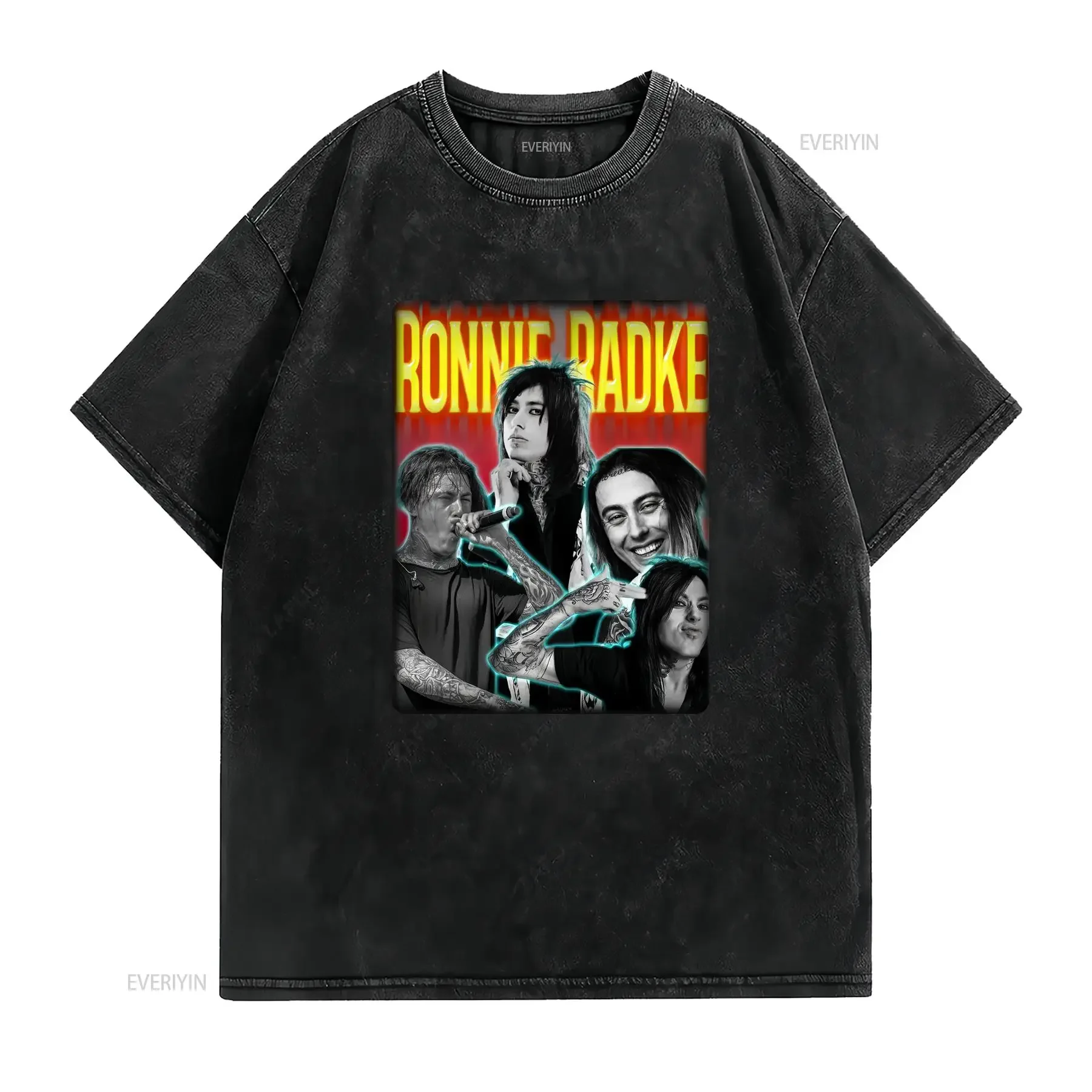 Ronnie Radke Fan T Shirt For Rock Music Lover vintage Washed fashion streetwear Stretched Slightly Unisex Comfortable Versatile
