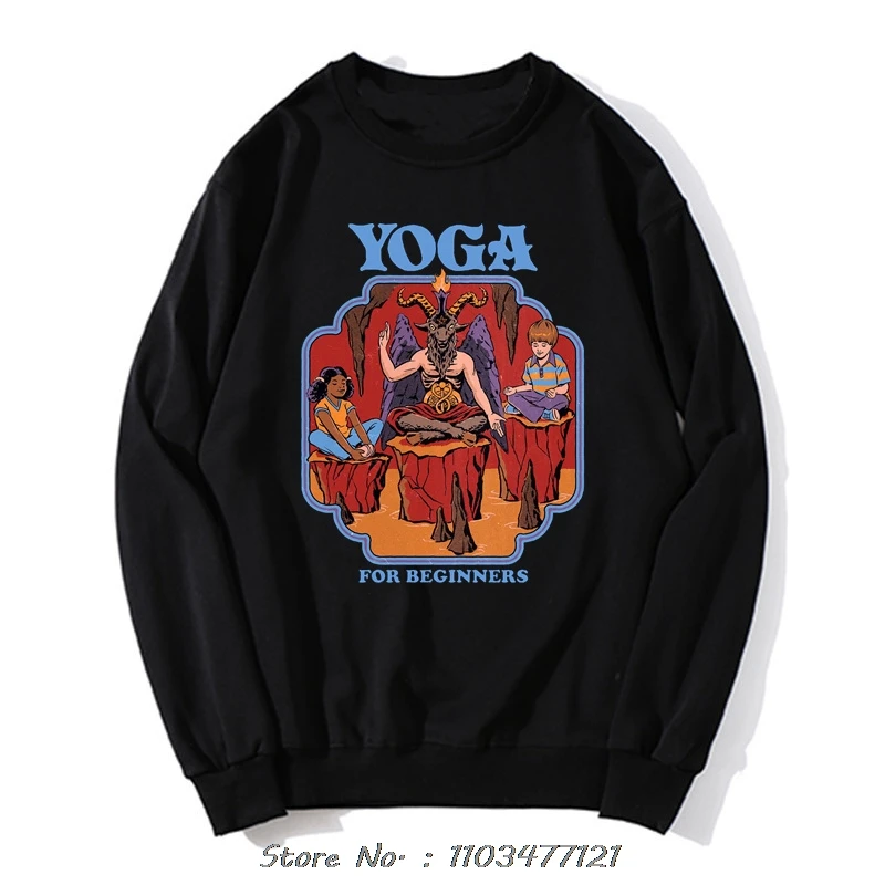 Baphomet Yoga Half Lotus Accessories Hoodie For Men Women Devils Horror Satan Novelty Graphic Sweatshirt Oversized Streetwear