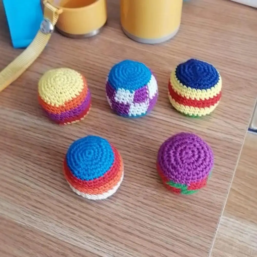 

Funny Footbag Soft Crochet Footbag Set for Kids Handheld Sandbag Balls Woven Knitted Kickballs for Outdoor Play Sports Fun