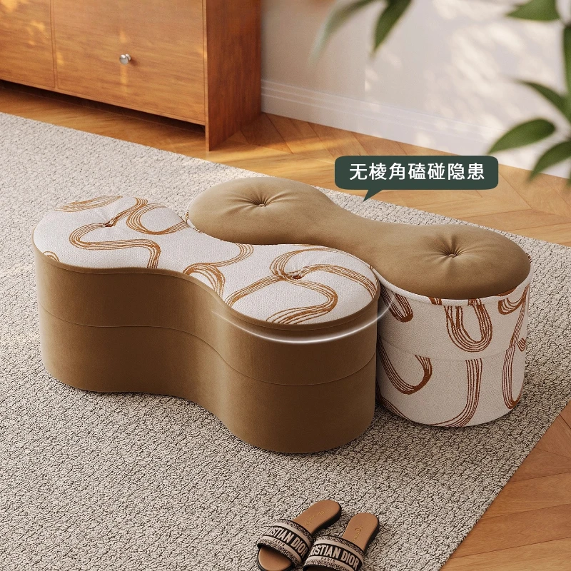 

Velvet Mid-Century Modern Shoe Bench Entryway Stool High-End Retro Dressing Chair for Cloakroom Minimalist Home Furniture