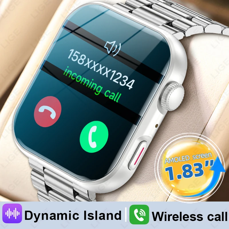 

LIGE 2026 New Smart Watch for Men 1.83'' HD Display Voice Assistant Heart Rate Music Control Pedometer Call Reminder Sport Watch