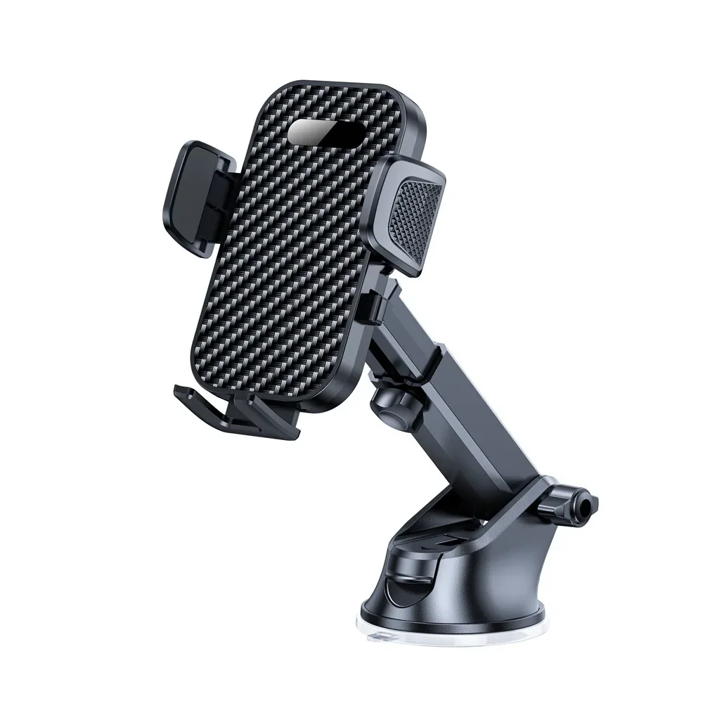 Car phone holder with adjustable height, foldable, high suction, left and right rotating suction cup holder