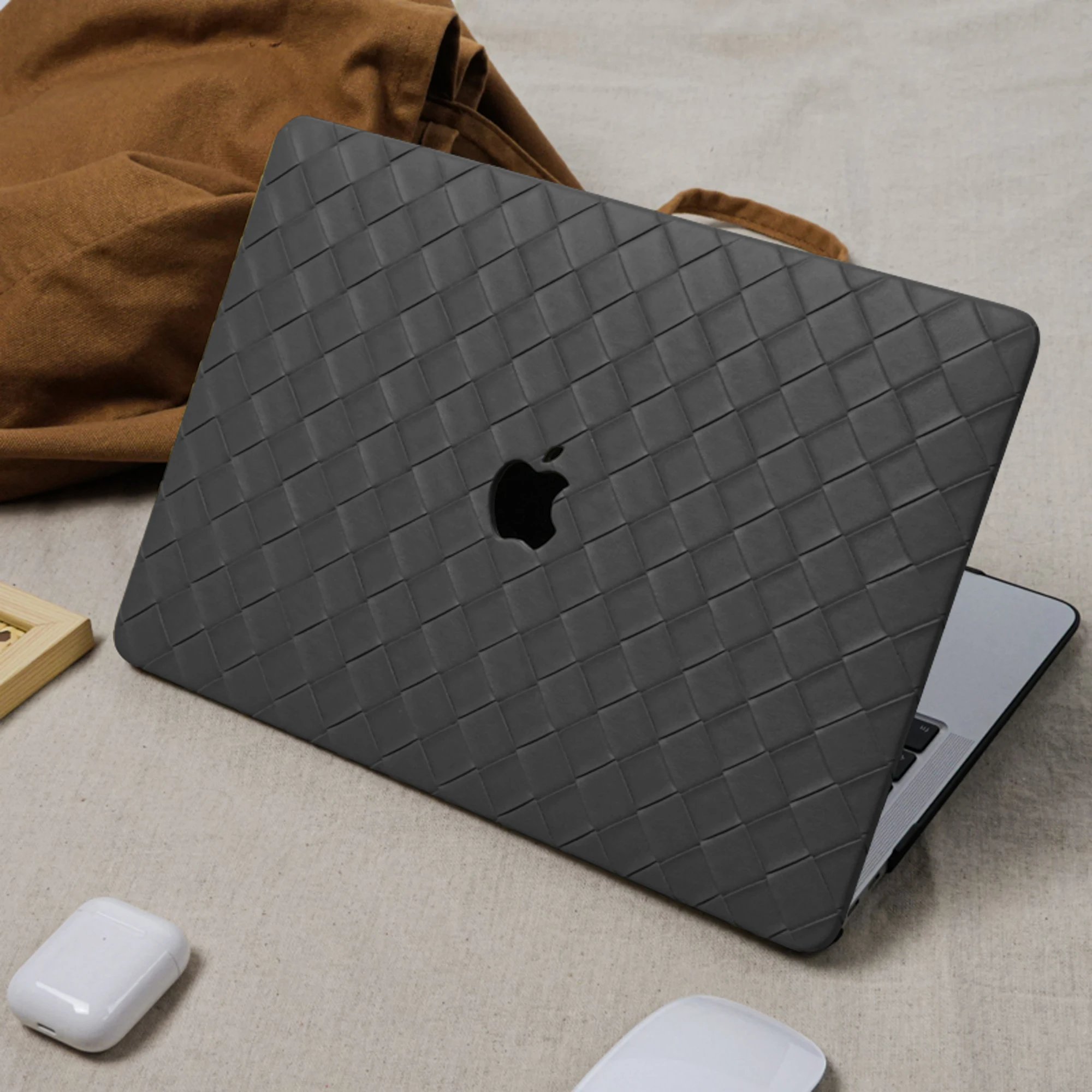 $12 Luxury Grey Woven MacBook Case, Abstract Laptop Case for MacBook Air 13 Macbook Pro 13 16 14 15 With Cutting Out Logo