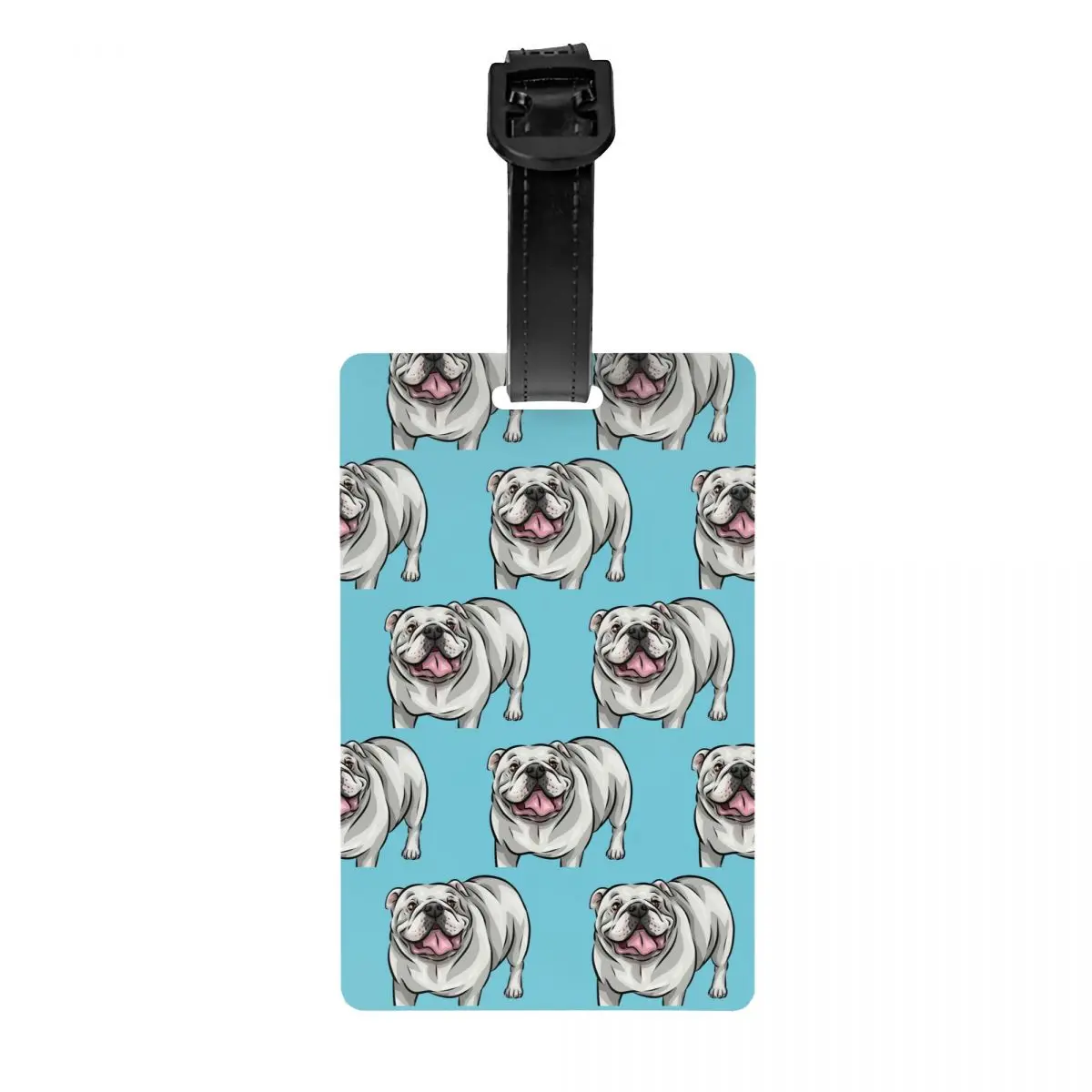 White English Bulldog Luggage Tag for Travel Suitcase Cute Dog Art Privacy Cover Name ID Card