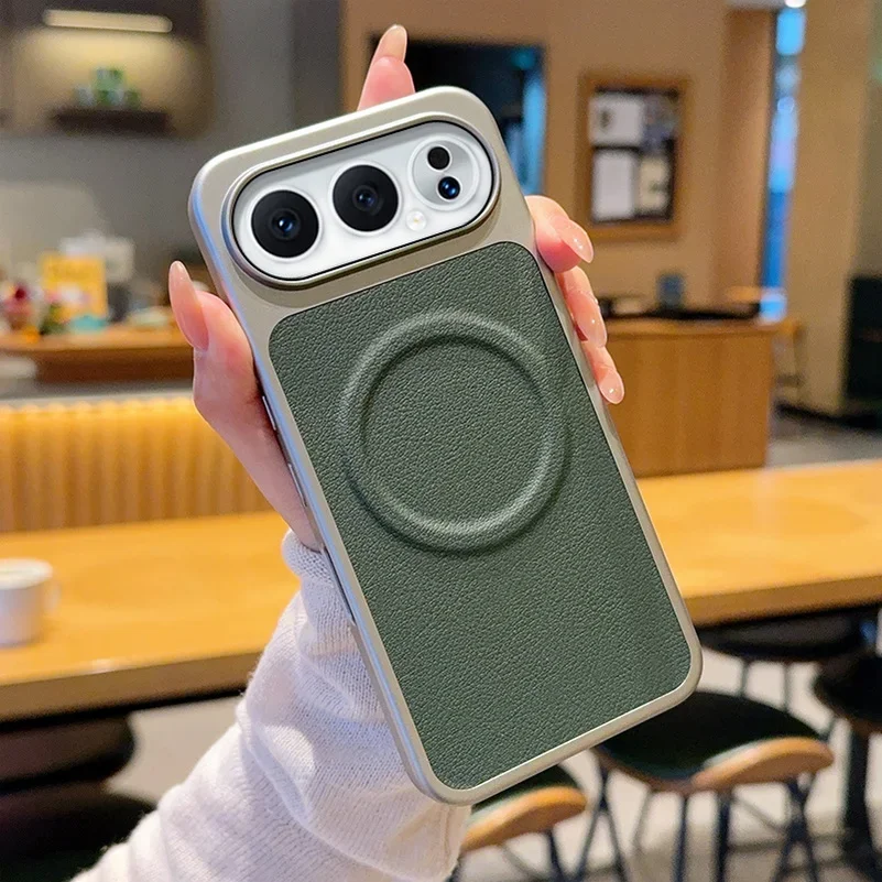 حافظة مغناطيسية بنمط ليتشي من الجلد بلون نقي لهاتف Honor 500 Pro كاميرا كاملة الحزمة ذات حافة صلبة غطاء مقاوم للصدمات