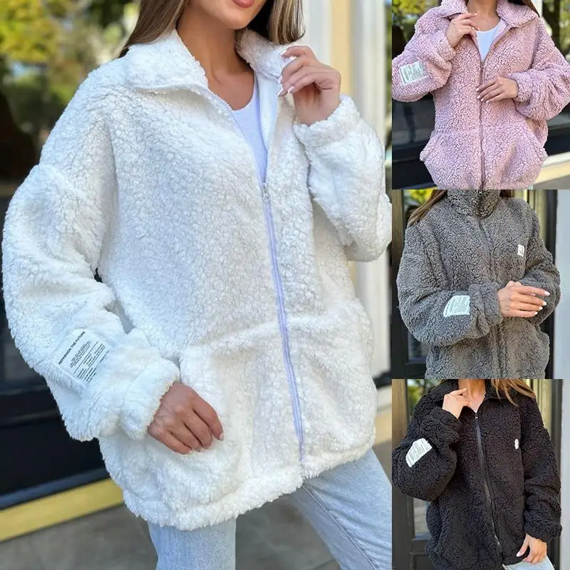 Autumn New Women's Cardigan Jacket Sweater Medium Thick Long Sleeve Coat Lazy Style Woolen Outerwear for Middle-Aged Ladies