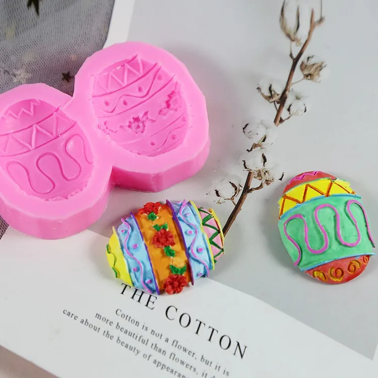 2 even Easter egg sugar turning silica gel mold DIY baking chocolate biscuit cake decoration mold p1484