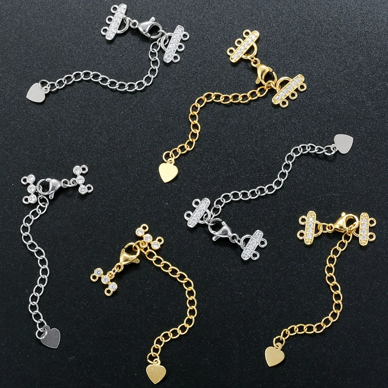ZHUKOU New Styles Of Jewellery Clasp 18K Golden-plated Inlaid CZ Stone Handmade Jewelry Lobster Clasp Accessorie:VK283-VK285