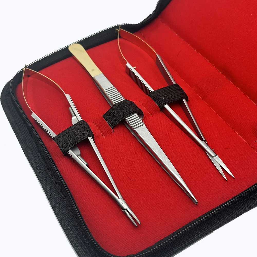 

18Cm Dental Castroviejo Needle Holder 3Pcs Surgical Scissors Orthodontic Implant Holding Forceps Tweezer Dentistry Tools