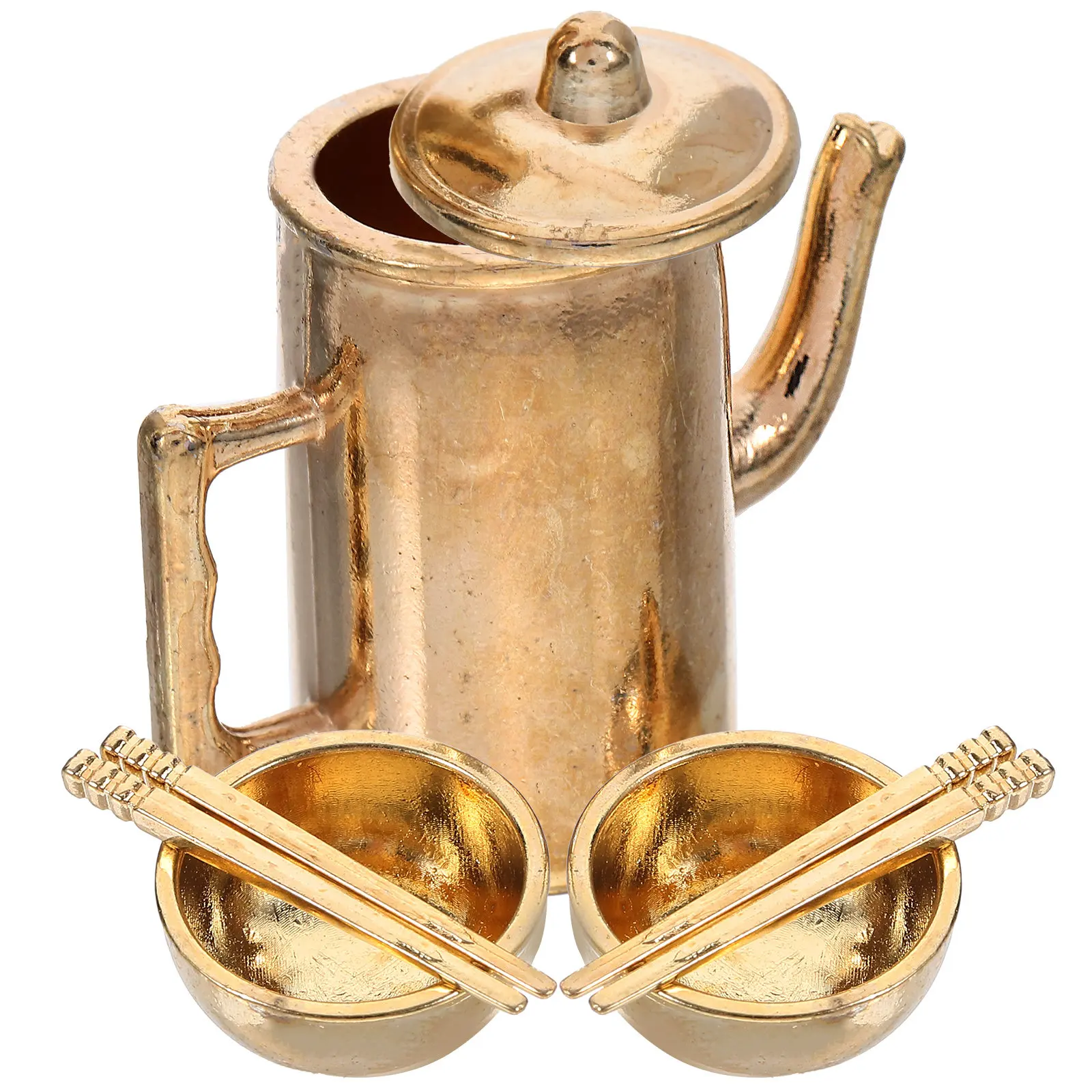 

1Set Dollhouse Mini Tableware Set Mini Water Kettle Bowls Chopsticks Miniature Kitchen Accessories Decoration House Bowl